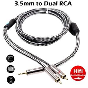 RCA 케이블Hifi Aux 잭 3.5mm-듀얼 RCA 오디오 케이블(전화 차량용 노트북 연결 스피커 서브우퍼 HDTV 3.5-