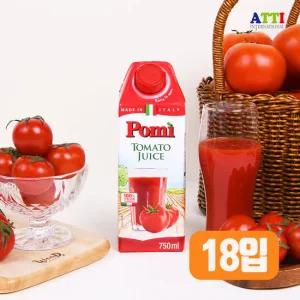 포미 착즙 100% 첨가물 없는 이탈리아산 토마토주스 750ml x 18입