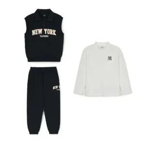 M MLB키즈트레이닝세트 GQC 7AS1V0346-50BKS 바시티 기모 맨투맨 3 셋업 뉴욕양키스