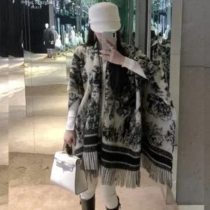 [이쁘다] 도리 패턴 니트 케이프 숄 머플러