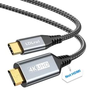 LDLrui 4K USB C - 미니 HDMI 케이블 1.9m(100ml피트) 4K60Hz 2K120Hz 도움 고속 타입-C to 단방향 코드 스