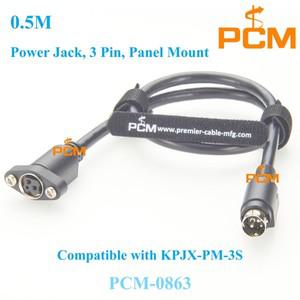 파워 딘 3핀 커넥터 남성-여성 패널 마운트 케이블 원형 DC 전원 Kycon KPJX-PM-3S 호환