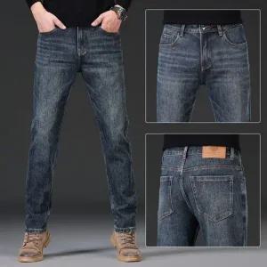 남성 슬림 겨울 일자핏 청바지 추동 빈티지 프리미엄 라이트 스트레이트 스판 9부 캐주얼 바지 힛템