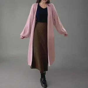 [하프클럽/]여성 캐릭터 프린트 루즈핏 골지 롱 가디건