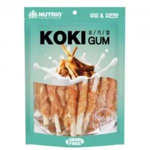 강아지 간식 우유 맛 치킨 스틱 애견 껌 꼬기