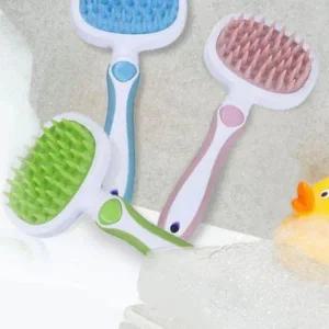 강아지 목욕용 브러시 마사지 빗 애완견 샤워 전용 핑크색 목욕빗