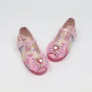 키즈 레인보우 글리터 라이팅 큐빅 여아플랫슈즈