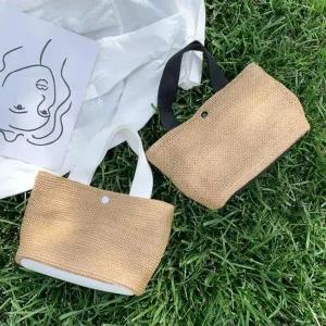 밀짚백 여름 유니크한 미디움 라탄 토트백 비치백