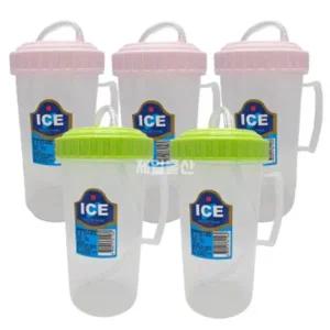 덕신화학 빨대컵 500ml 온가족 손잡이 다회용컵 5개