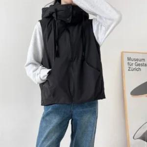 여성 빅사이즈 매트사이드버튼 검정 다운조끼