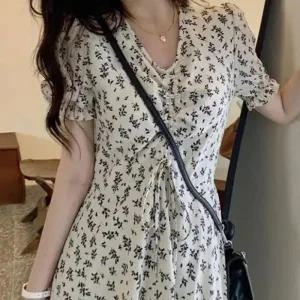 [아우트]플라워 롱원피스 셔링 휴양지 원피스