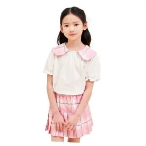빈폴 BEANPOLE KIDS 여아 헤릿체크 배색 피케 티셔츠 화이트 (BI4342G041) BI4342G041 414240