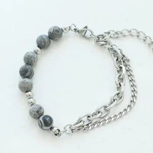 [벨가] 써지컬스틸 대리석 꽈배기 체인 믹스 팔찌