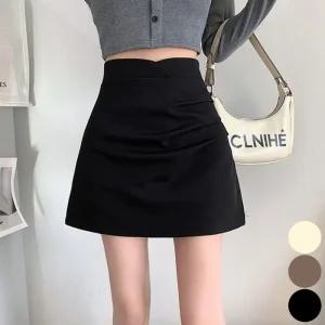 [아우트]스커트 하이웨이스트 A라인 셔링 미커트