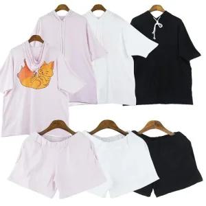 [아우트]반팔후드세트 무료반품 홈웨어 여우 오버핏