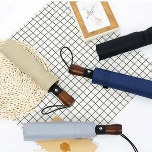 원목 핸들 3단 접이식 자동우산 원터치 고급 튼튼한