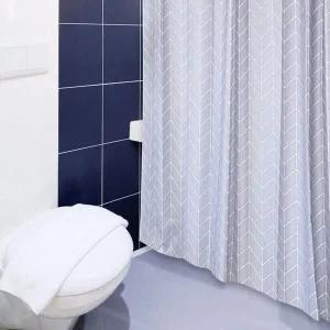 샤워 욕실 방수 욕조 가림막 커튼 헤링본 중 블루