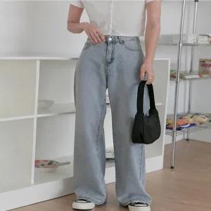 [아우트]연청 일자핏 와이드 워싱 빈티지 청바지 진