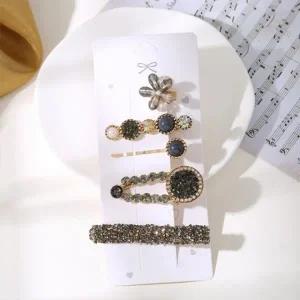 큐빅 일자 헤어핀 올림 집게핀 머리핀 똑딱핀 5개세트