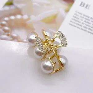 여성 진주 헤어핀 머리핀 올림 집게핀 머리핀 반묶음