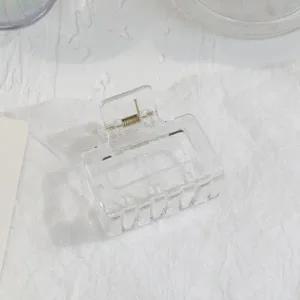 사각 아크릴 투명 집게핀 단발머리 반묶음 헤어핀