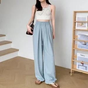 [아우트]여름 와이드팬츠 허리밴딩 면스판 데일리