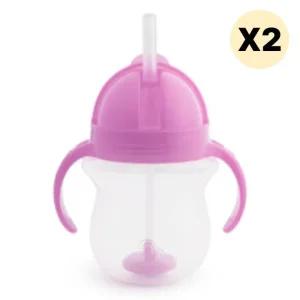 스엔코샵 유아식기 양손물컵 삘대컵 대용량추 퍼플 2p