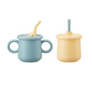 락앤락 리틀럽 빨대컵 실리콘 양손 일자 블루 세트