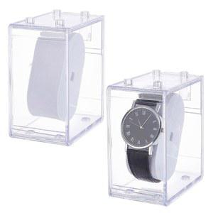 PH PandaHall 2pcs 클리어 시계 케이스 아크릴 박스 직사각형 디스플레이 스탠드 정리함 손목시계 가방 주얼리 남성 여성 가정 여행 아버지의 날 2.2x3.4x4 인치