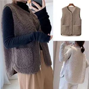 큰손할인 뽀글이 양털 조끼 캐주얼 수면조끼 겨울 방한 이너 베스트 여성