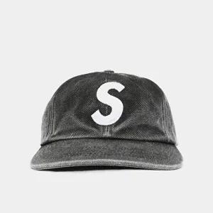 [슈프림]슈프림 25FW S로고 피그먼트 코티드 캔버스 6패널 공용 캡 FW25H85 BLACK