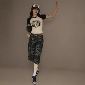[신상오픈런]|CHP910D|여성 카모플라주 힙무드 카고 반바지