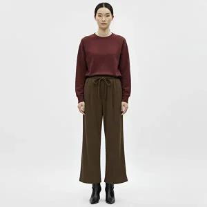 [샵앤]여성 밴딩 왕골덴 와이드 골지 트레이닝 팬츠 PIC-WPT-20883-브라운