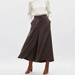 [샵앤]여성 허리밴딩 코코핀턱 와이드 통 치마 바지 PIC-WPT-20881-브라운