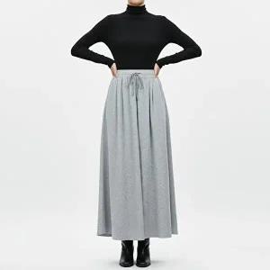 [샵앤]여성 허리밴딩 코코핀턱 와이드 통 치마 바지 PIC-WPT-20881-그레이