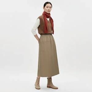 [샵앤]여성 밴딩 옆포켓 도톰원단 사선절개 랩스커트 팬츠 RBE-WPT-20871-베이지