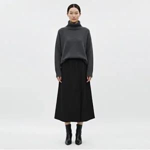 [샵앤]여성 밴딩 옆포켓 도톰원단 사선절개 랩스커트 팬츠 RBE-WPT-20871-블랙