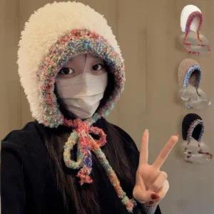 /신상오픈런 여성용 귀여운 퍼 비니 모자 컬러라인 뽀글이