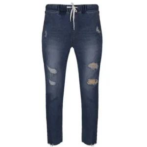 헤짐디테일 밴딩 7부 청바지