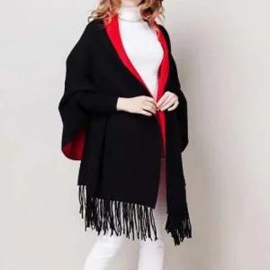 블랙레드 가디건 숄 망토 머플러 니트 믹스 숄망토 망토숄 숄가디건 가디건숄 니트가디건