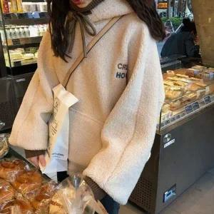 [콩심팥심]쿨샵 와이드핏 양털후드티 목폴라 레이어드 후드티 데일리후드티