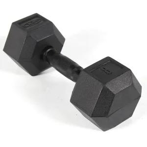 [낱개] 육각아령 고무덤벨 8kg 블랙그립 네츄럴고무