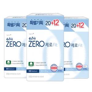 순수한면 제로 생리대 중형 32매x3팩 96매 최신제조상품 