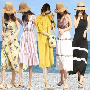 빅사이즈 비치 바캉스 휴양지 여름 나시 뷔스티에 신혼여행 롱 원피스