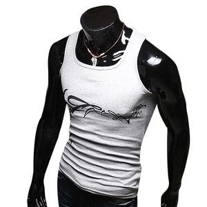 남자 골지 스판 나염 프린팅 가로 타투 나시NMF006NS