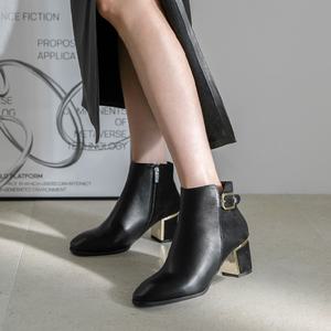 [분홍코끼리](무중력깔창) 미모갱신 골드 앵클부츠(6cm)