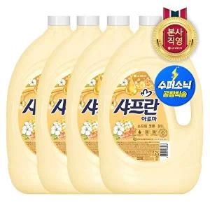 [LG생활건강]샤프란 아로마 섬유유연제 소프트 코튼 3.1L x 4개