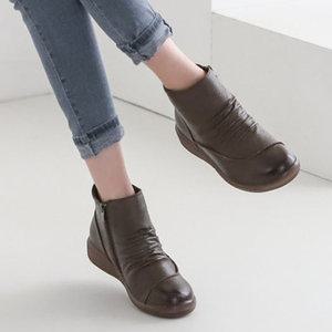 100%천연송아지가죽 풍성한 퍼안감 이태리장인감성 카오스 정통수제화 숏부츠