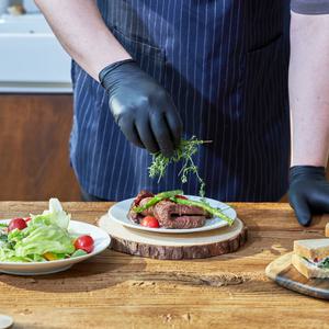 올스탠다드 니트릴장갑 100매x2개 블랙 두꺼운 무분말 식품용 고무/위생/요리/캠핑/세차/정비