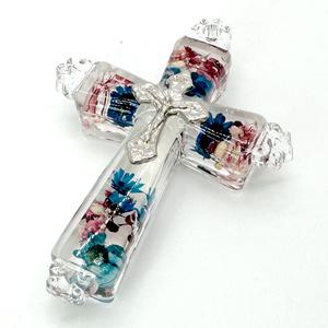 하얀국화 납골당꾸미기 프리저브드 꽃 장식 미니어처 부착식 천주교 십자가